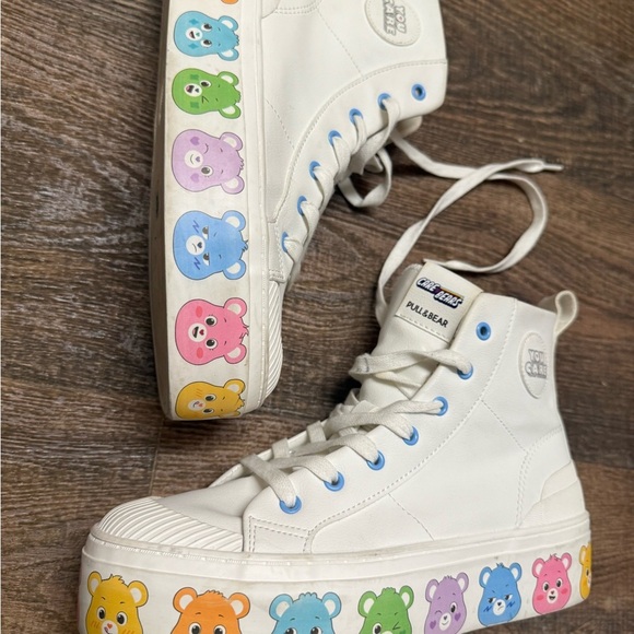 Pull&Bear 7.5 Care Bears collab Mint/New cond worn under 5 hours platform sneaks - Picture 2 of 15